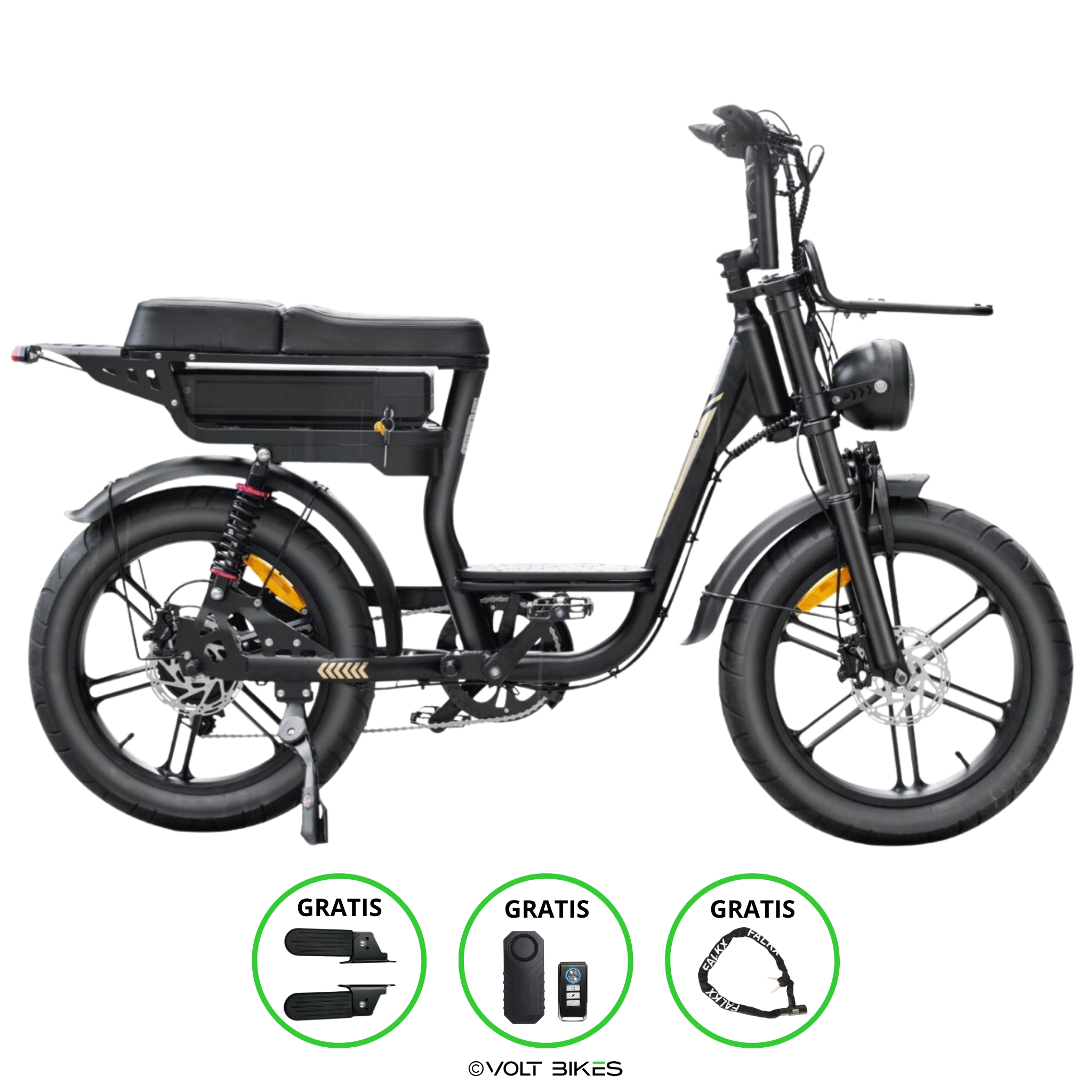 Fatbike V20 Pro - Comfort - Lage instap - Zwart